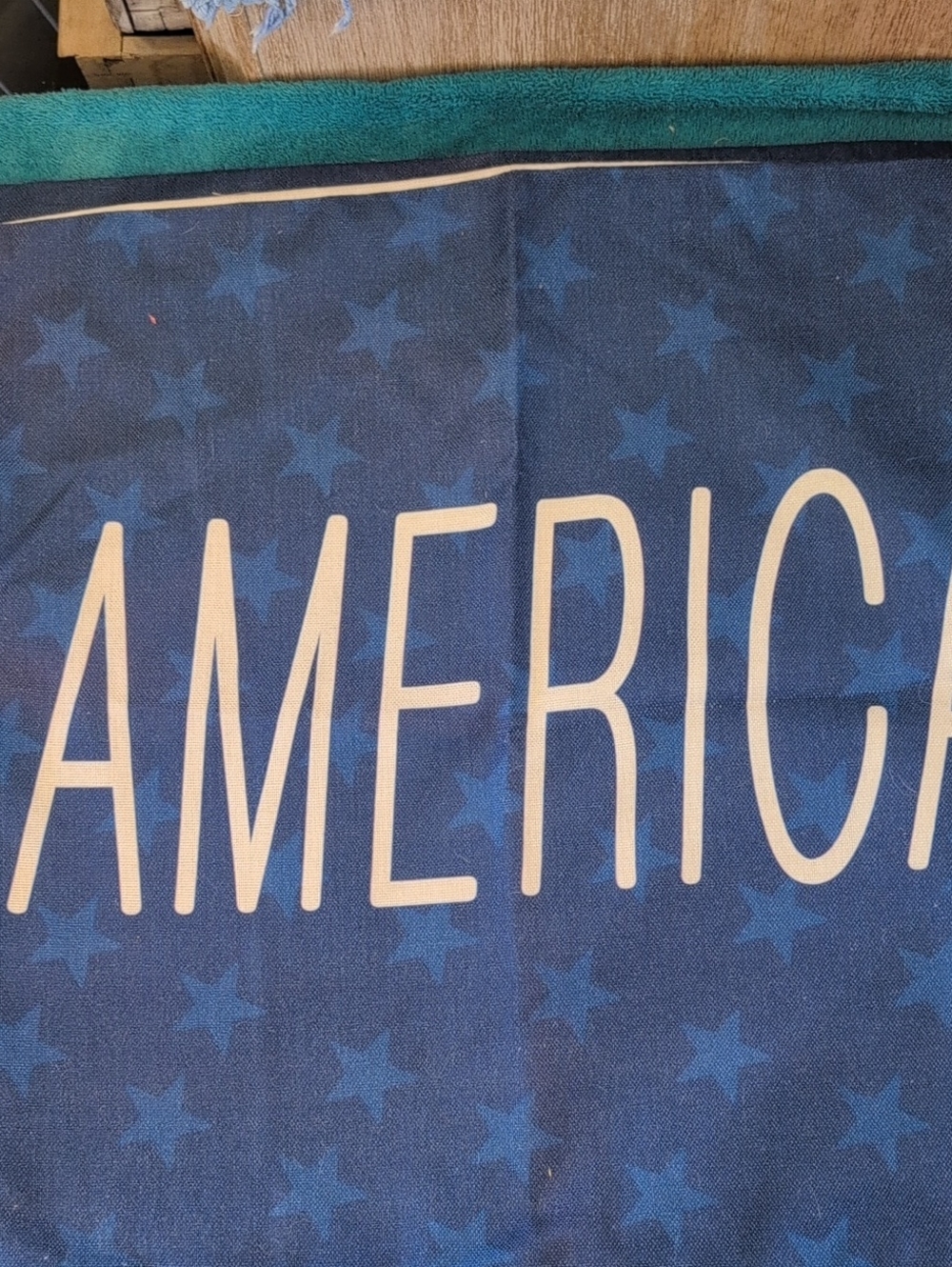 4 Patriotic Linen PILLOWCASES Blue Star American Flag God Bless America USA
